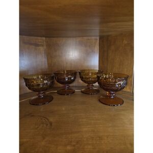 Amber Colony Whitehall Cubist Champagne / Sherbert Dessert Glasses -Set of 4